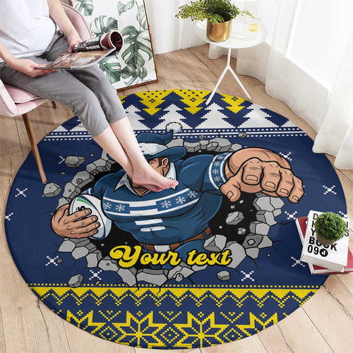 Merry Queensland Cowboys Personalised Round Carpet Christmas Rugby League Spirit - Aussie Hoodie