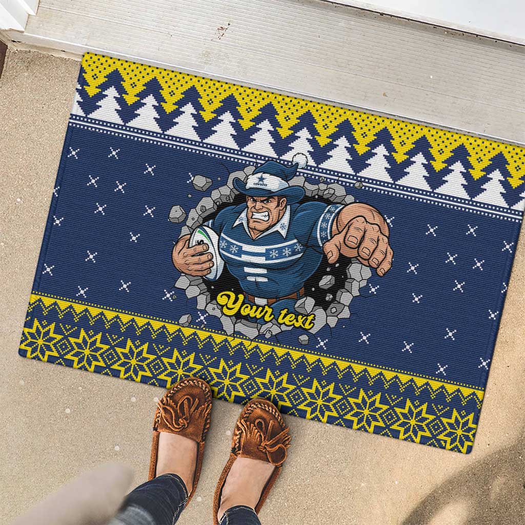 Merry Queensland Cowboys Personalised Rubber Doormat Christmas Rugby League Spirit - Aussie Hoodie