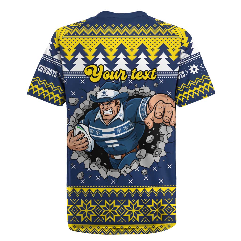 Merry Queensland Cowboys Personalised Rugby Jersey Christmas Rugby League Spirit - Aussie Hoodie