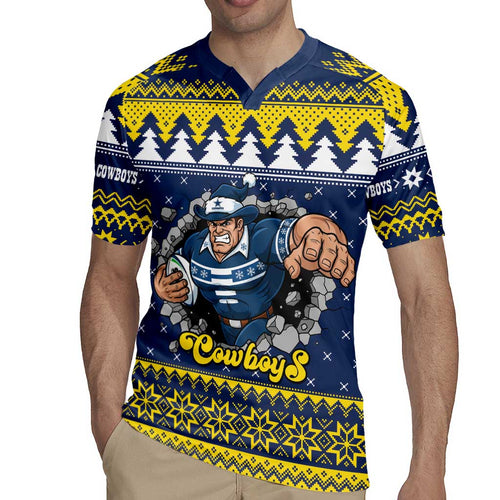 Merry Queensland Cowboys Personalised Rugby Jersey Christmas Rugby League Spirit - Aussie Hoodie