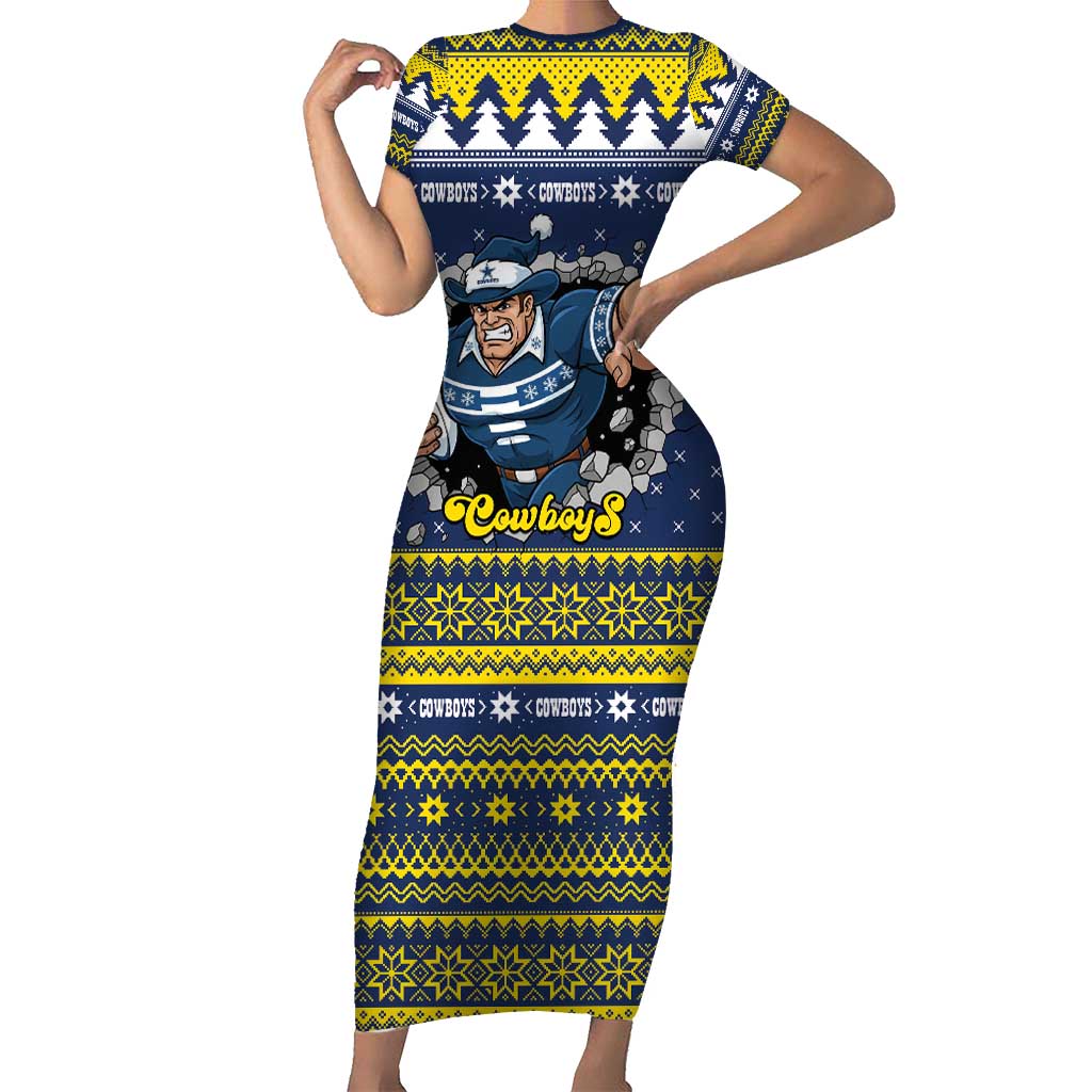 Merry Queensland Cowboys Personalised Short Sleeve Bodycon Dress Christmas Rugby League Spirit - Aussie Hoodie
