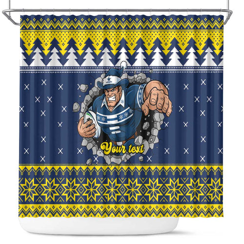 Merry Queensland Cowboys Personalised Shower Curtain Christmas Rugby League Spirit - Aussie Hoodie