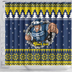 Merry Queensland Cowboys Personalised Shower Curtain Christmas Rugby League Spirit - Aussie Hoodie