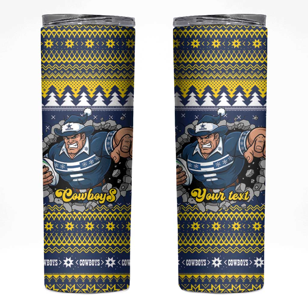 Merry Queensland Cowboys Personalised Skinny Tumbler Christmas Rugby League Spirit - Aussie Hoodie