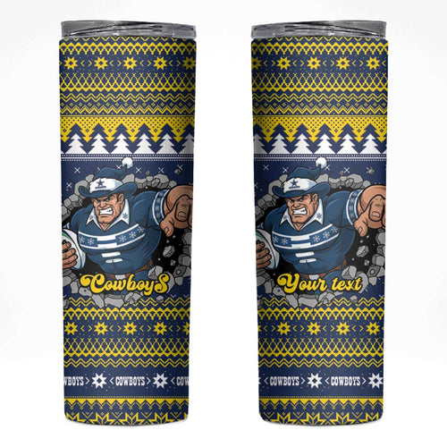 Merry Queensland Cowboys Personalised Skinny Tumbler Christmas Rugby League Spirit - Aussie Hoodie