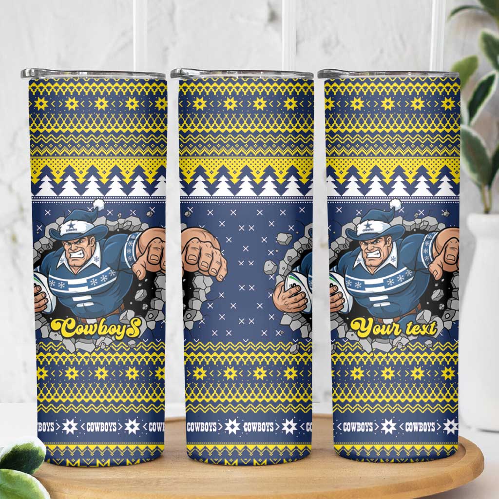 Merry Queensland Cowboys Personalised Skinny Tumbler Christmas Rugby League Spirit - Aussie Hoodie