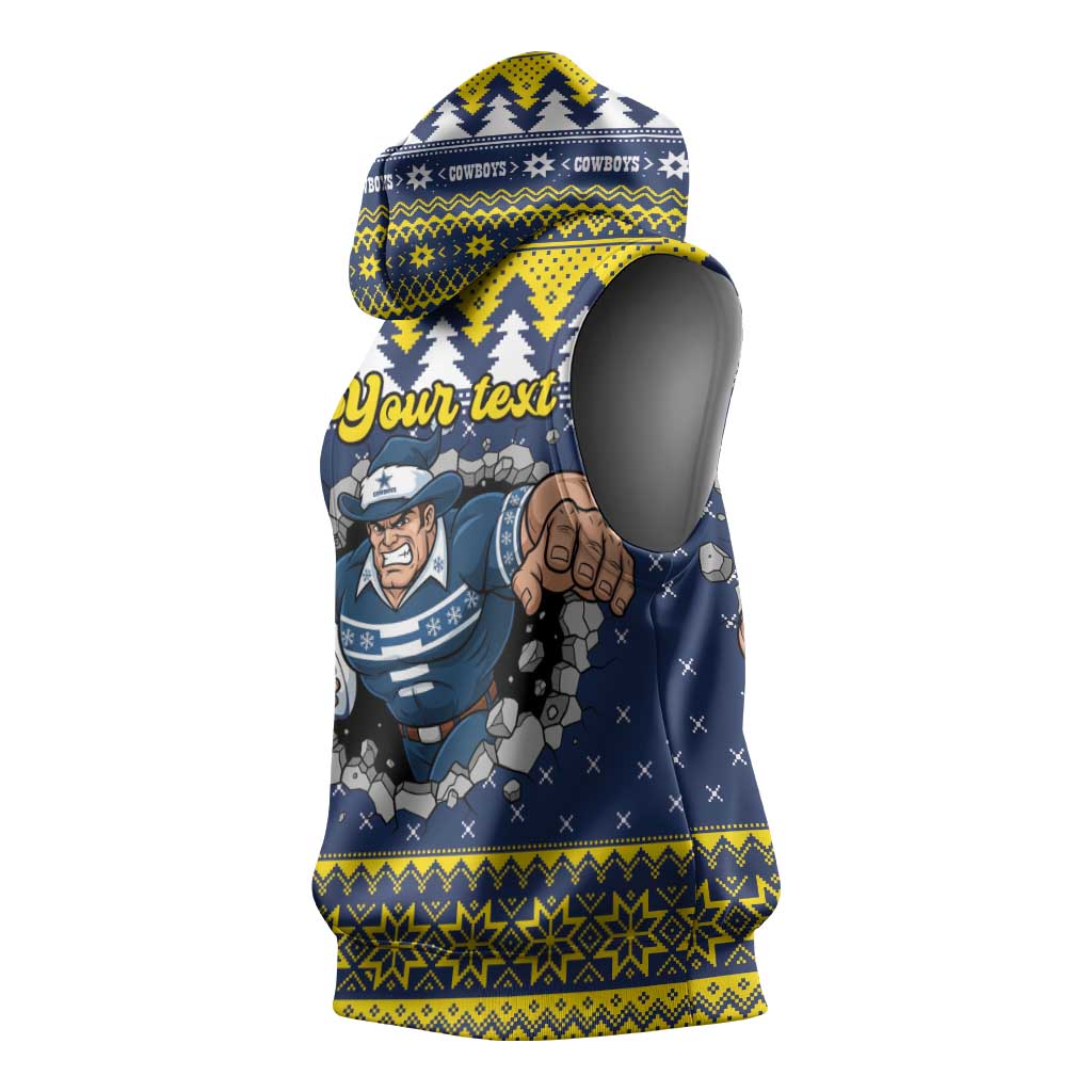 Merry Queensland Cowboys Personalised Sleeveless Hoodie Christmas Rugby League Spirit - Aussie Hoodie