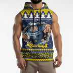 Merry Queensland Cowboys Personalised Sleeveless Hoodie Christmas Rugby League Spirit - Aussie Hoodie