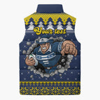 Merry Queensland Cowboys Personalised Sleeveless Puffer Jacket Christmas Rugby League Spirit - Aussie Hoodie