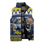 Merry Queensland Cowboys Personalised Sleeveless Puffer Jacket Christmas Rugby League Spirit - Aussie Hoodie