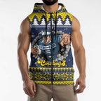 Merry Queensland Cowboys Personalised Sleeveless Zip Hoodie Christmas Rugby League Spirit LT9