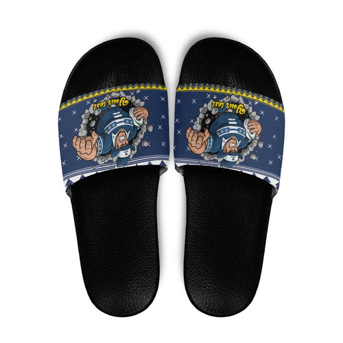 Merry Queensland Cowboys Personalised Slide Sandals Christmas Rugby League Spirit - Aussie Hoodie