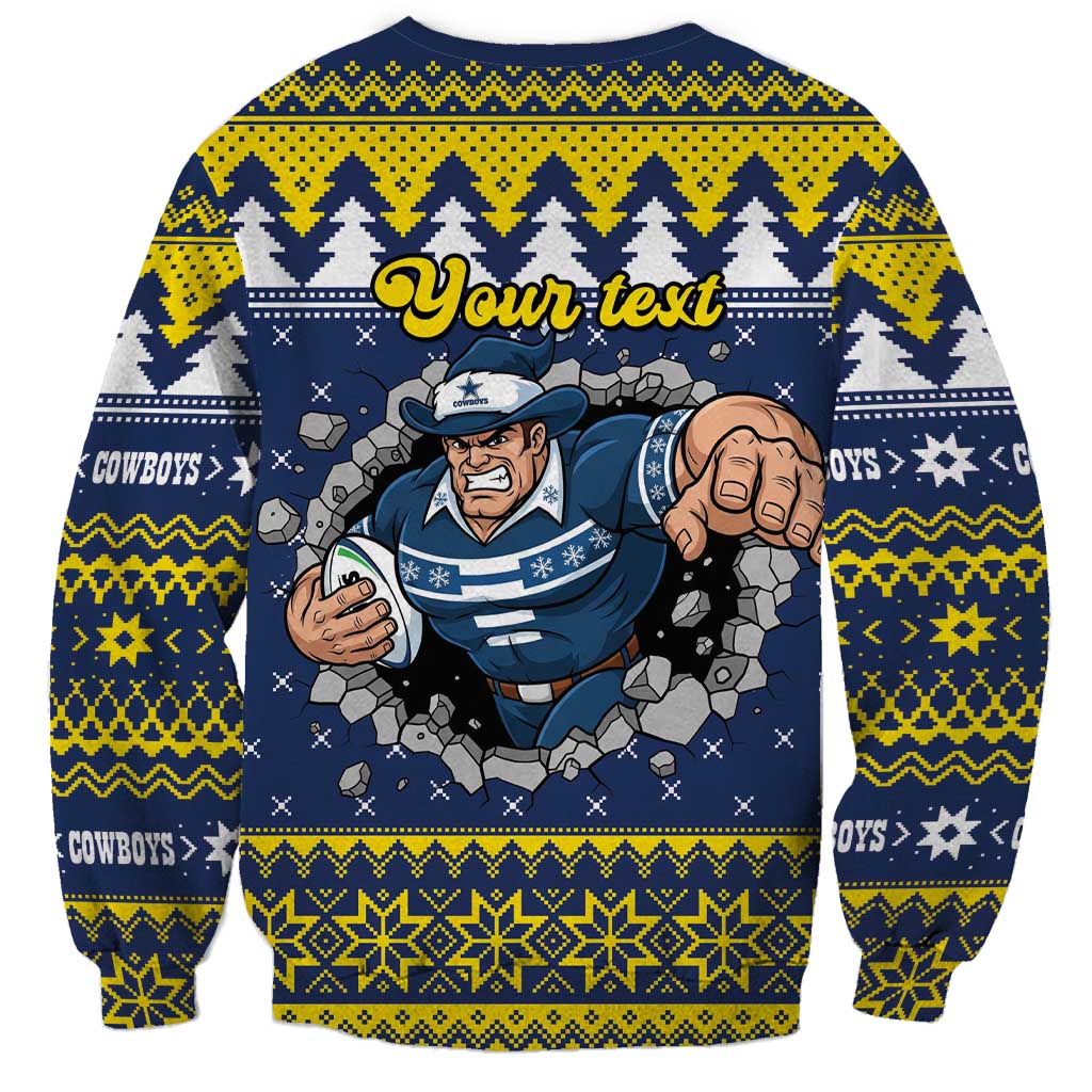 Merry Queensland Cowboys Personalised Sweatshirt Christmas Rugby League Spirit - Aussie Hoodie