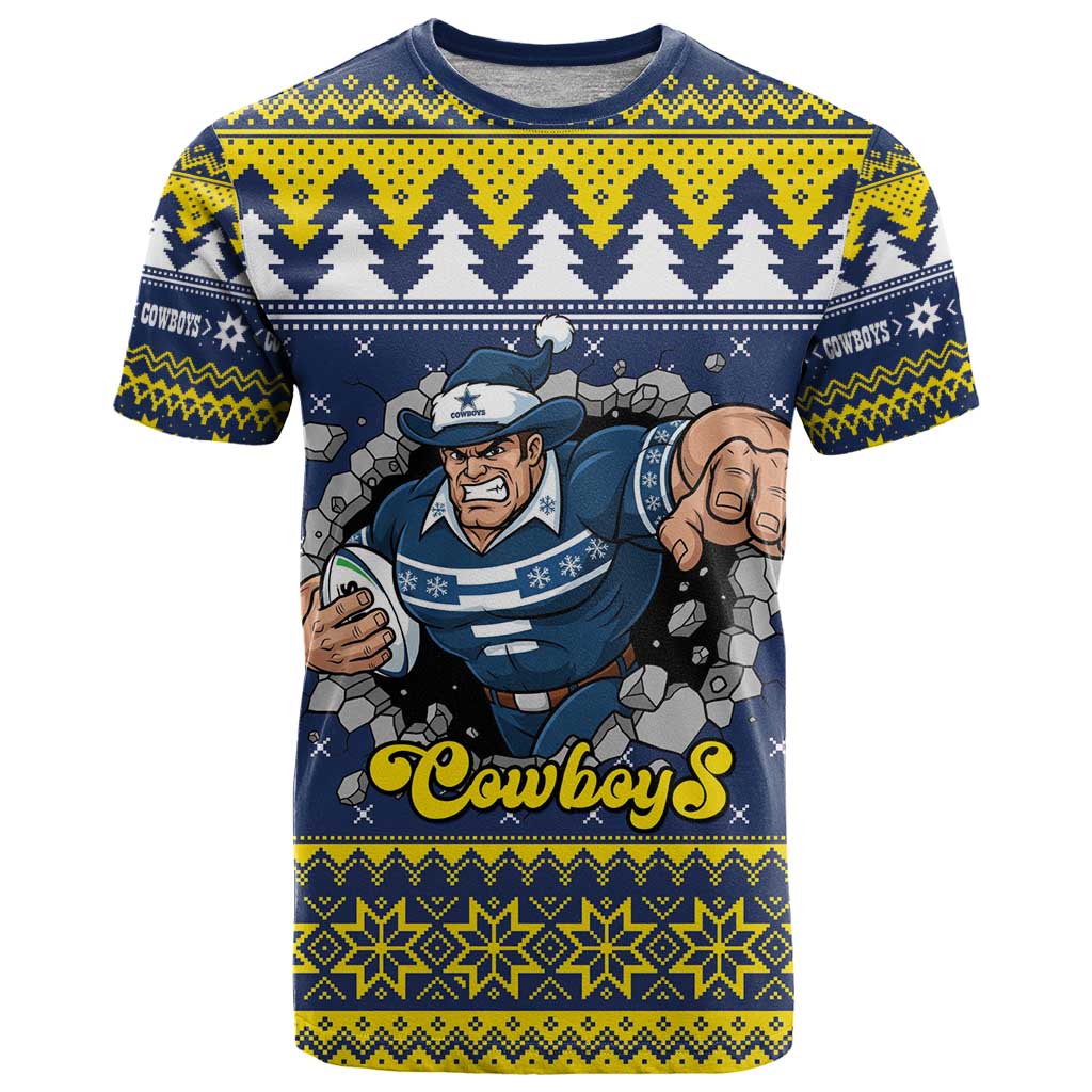 Merry Queensland Cowboys Personalised T Shirt Christmas Rugby League Spirit - Aussie Hoodie