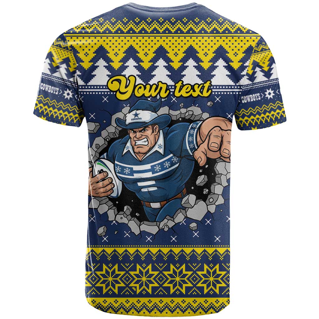 Merry Queensland Cowboys Personalised T Shirt Christmas Rugby League Spirit - Aussie Hoodie