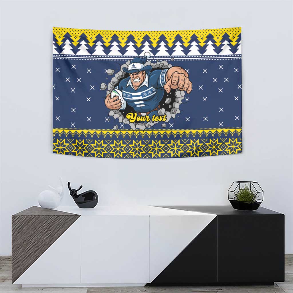 Merry Queensland Cowboys Personalised Tapestry Christmas Rugby League Spirit - Aussie Hoodie
