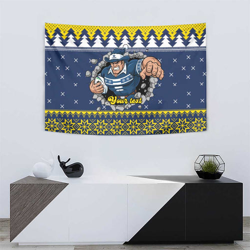 Merry Queensland Cowboys Personalised Tapestry Christmas Rugby League Spirit - Aussie Hoodie