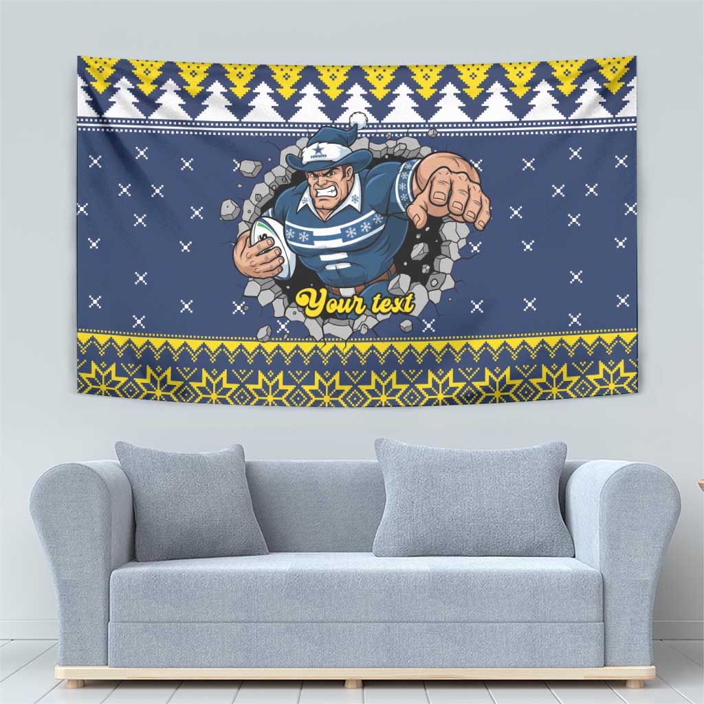 Merry Queensland Cowboys Personalised Tapestry Christmas Rugby League Spirit - Aussie Hoodie