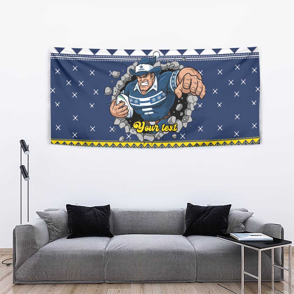 Merry Queensland Cowboys Personalised Tapestry Christmas Rugby League Spirit - Aussie Hoodie