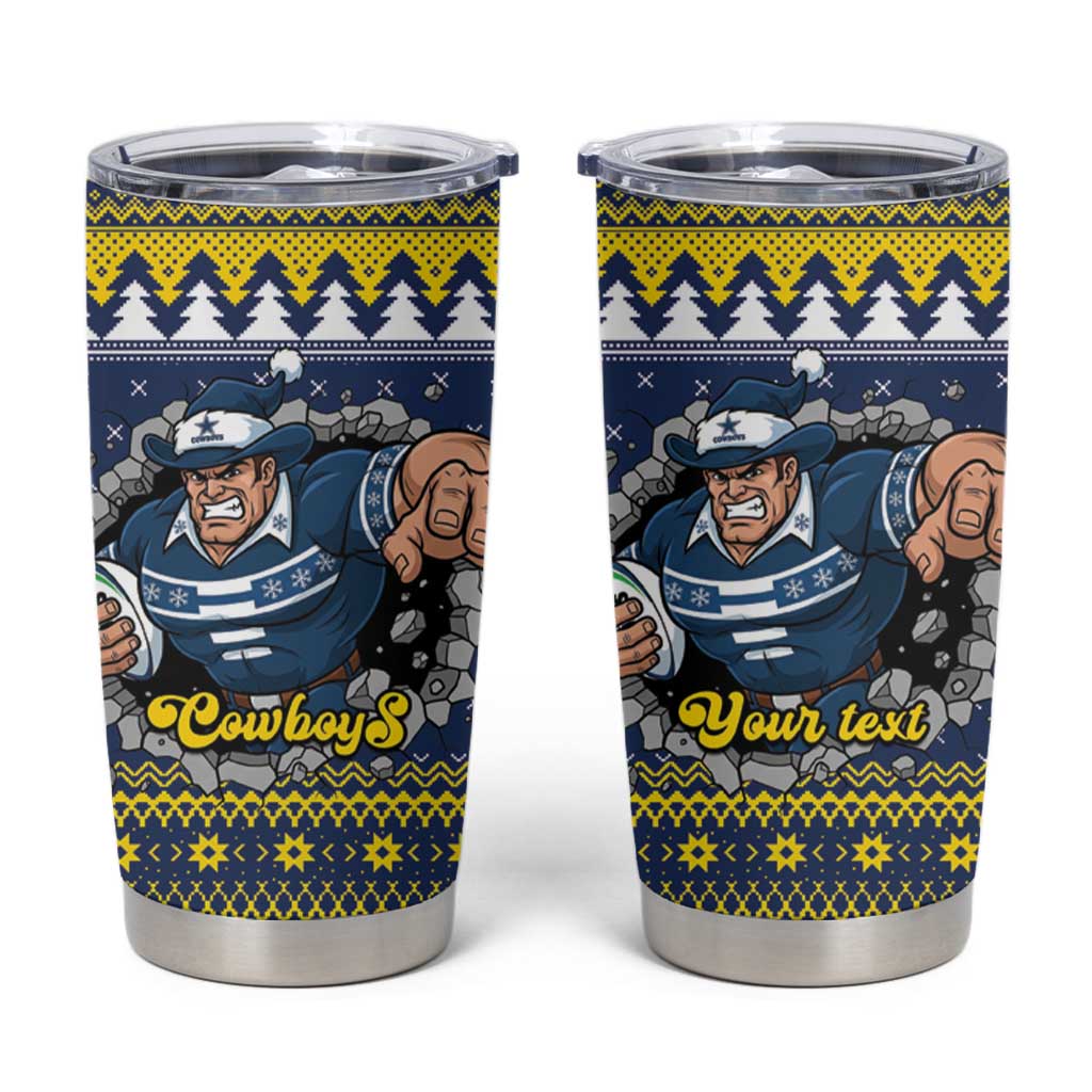Merry Queensland Cowboys Personalised Tumbler Cup Christmas Rugby League Spirit - Aussie Hoodie