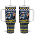 Merry Queensland Cowboys Personalised Tumbler With Handle Christmas Rugby League Spirit - Aussie Hoodie
