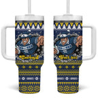 Merry Queensland Cowboys Personalised Tumbler With Handle Christmas Rugby League Spirit - Aussie Hoodie