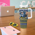 Merry Queensland Cowboys Personalised Tumbler With Handle Christmas Rugby League Spirit - Aussie Hoodie