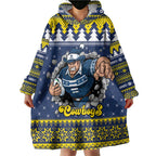Merry Queensland Cowboys Personalised Wearable Blanket Hoodie Christmas Rugby League Spirit - Aussie Hoodie