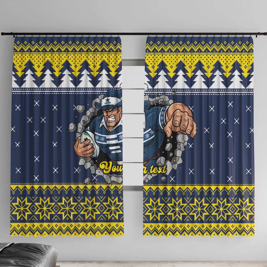 Merry Queensland Cowboys Personalised Window Curtain Christmas Rugby League Spirit - Aussie Hoodie