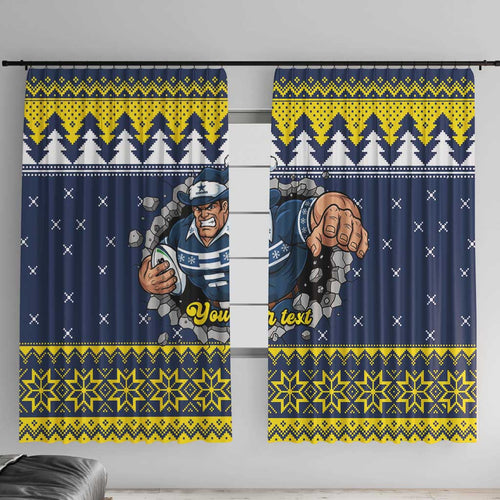 Merry Queensland Cowboys Personalised Window Curtain Christmas Rugby League Spirit - Aussie Hoodie