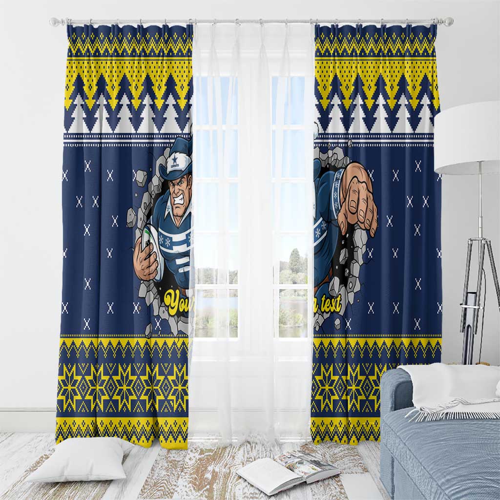 Merry Queensland Cowboys Personalised Window Curtain Christmas Rugby League Spirit - Aussie Hoodie