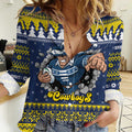 Merry Queensland Cowboys Personalised Women Casual Shirt Christmas Rugby League Spirit - Aussie Hoodie