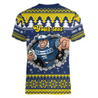 Merry Queensland Cowboys Personalised Women V-Neck T-Shirt Christmas Rugby League Spirit - Aussie Hoodie