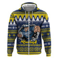 Merry Queensland Cowboys Personalised Zip Hoodie Christmas Rugby League Spirit - Aussie Hoodie