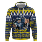 Merry Queensland Cowboys Personalised Zip Hoodie Christmas Rugby League Spirit - Aussie Hoodie