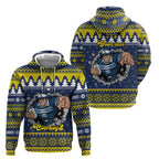 Merry Queensland Cowboys Personalised Zip Hoodie Christmas Rugby League Spirit - Aussie Hoodie