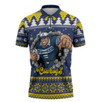 Merry Queensland Cowboys Personalised Zipper Polo Shirt Christmas Rugby League Spirit - Aussie Hoodie