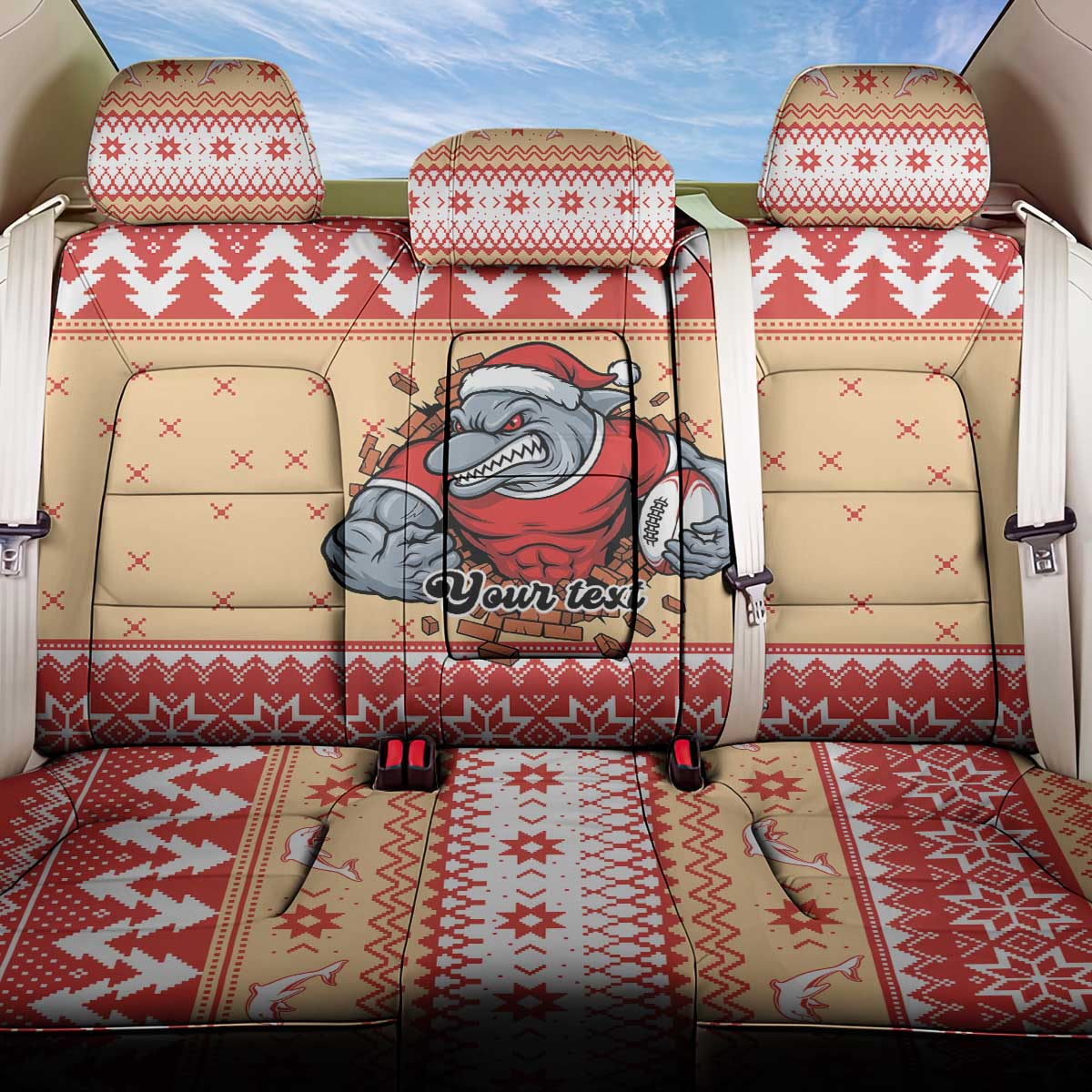 Redcliffe Strong Dolphins Personalised Back Car Seat Cover Christmas Rugby League Spirit - Aussie Hoodie