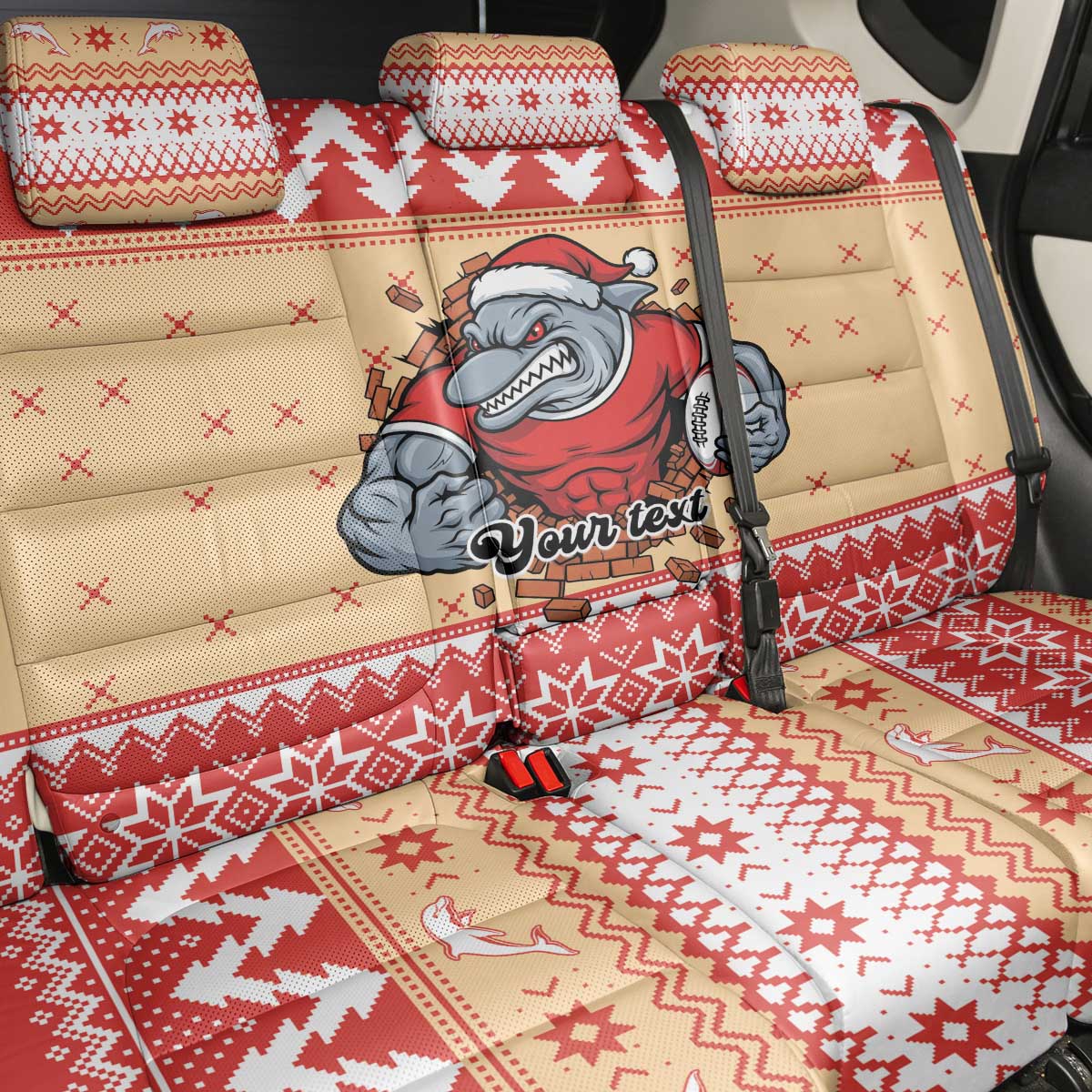 Redcliffe Strong Dolphins Personalised Back Car Seat Cover Christmas Rugby League Spirit - Aussie Hoodie