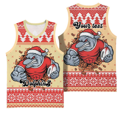 Redcliffe Strong Dolphins Personalised Basketball Jersey Christmas Rugby League Spirit - Aussie Hoodie