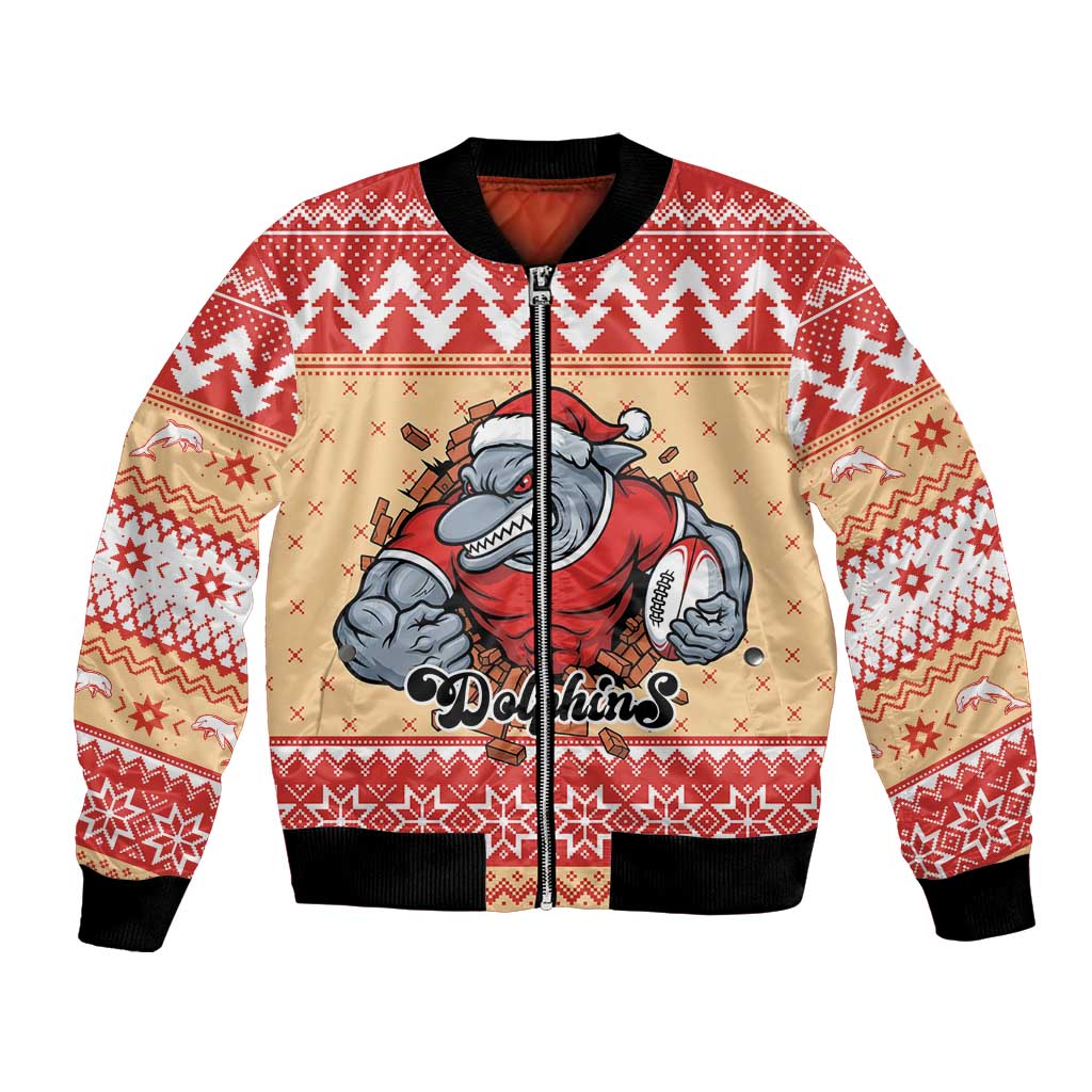 Redcliffe Strong Dolphins Personalised Bomber Jacket Christmas Rugby League Spirit - Aussie Hoodie