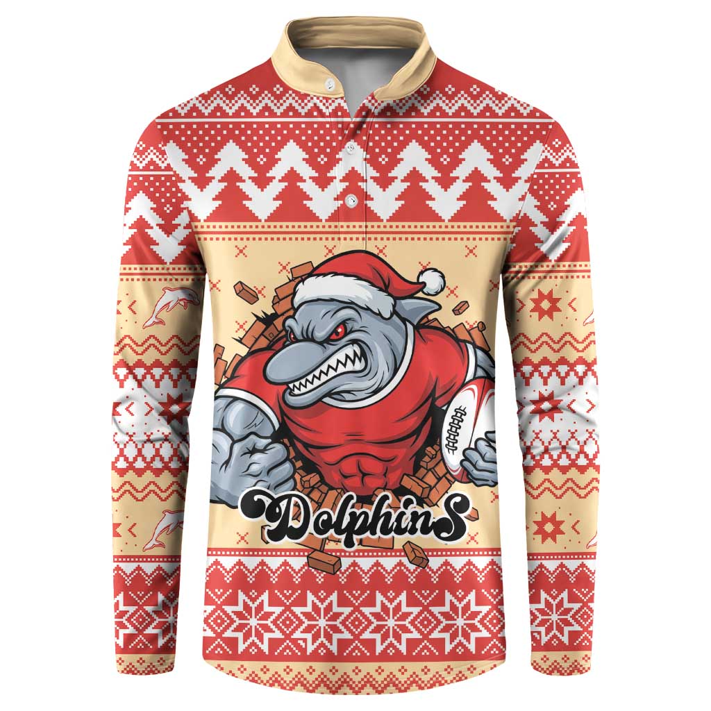 Redcliffe Strong Dolphins Personalised Button Sweatshirt Christmas Rugby League Spirit - Aussie Hoodie