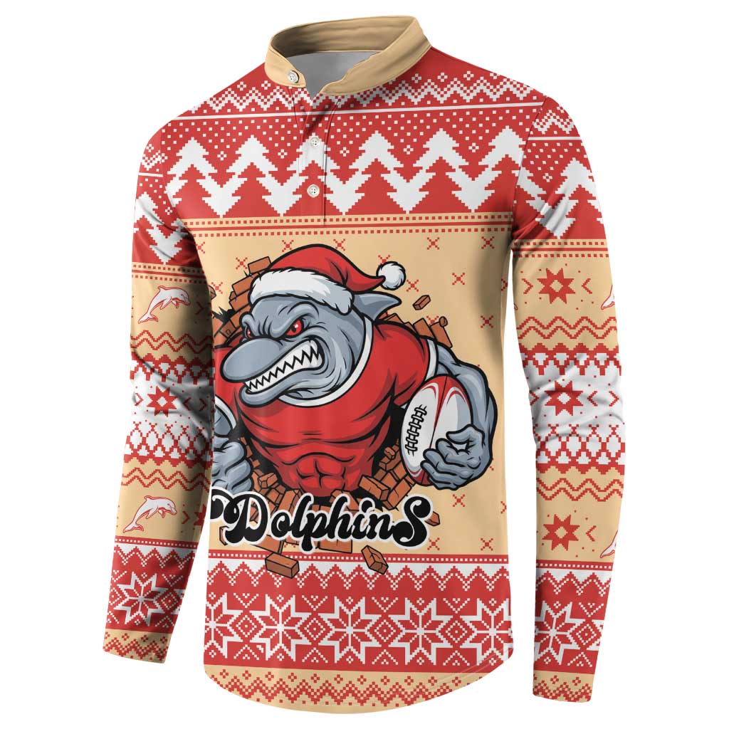Redcliffe Strong Dolphins Personalised Button Sweatshirt Christmas Rugby League Spirit - Aussie Hoodie