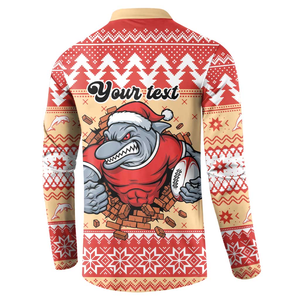 Redcliffe Strong Dolphins Personalised Button Sweatshirt Christmas Rugby League Spirit - Aussie Hoodie