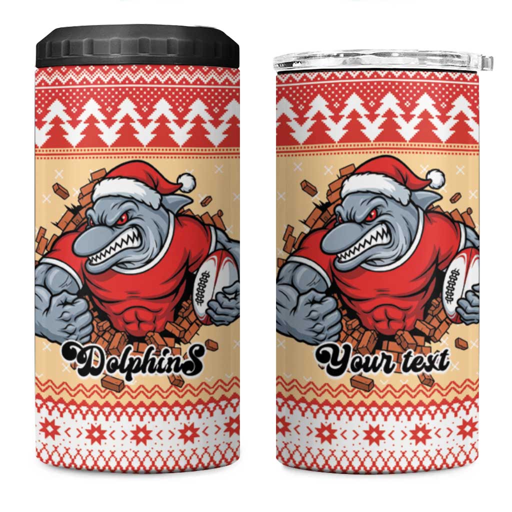 Redcliffe Strong Dolphins Personalised 4 in 1 Can Cooler Tumbler Christmas Rugby League Spirit - Aussie Hoodie