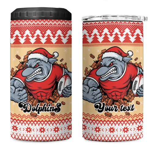 Redcliffe Strong Dolphins Personalised 4 in 1 Can Cooler Tumbler Christmas Rugby League Spirit - Aussie Hoodie