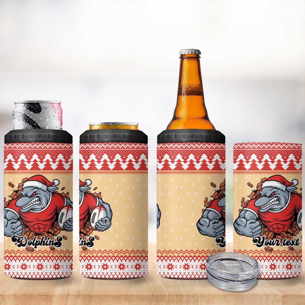 Redcliffe Strong Dolphins Personalised 4 in 1 Can Cooler Tumbler Christmas Rugby League Spirit - Aussie Hoodie