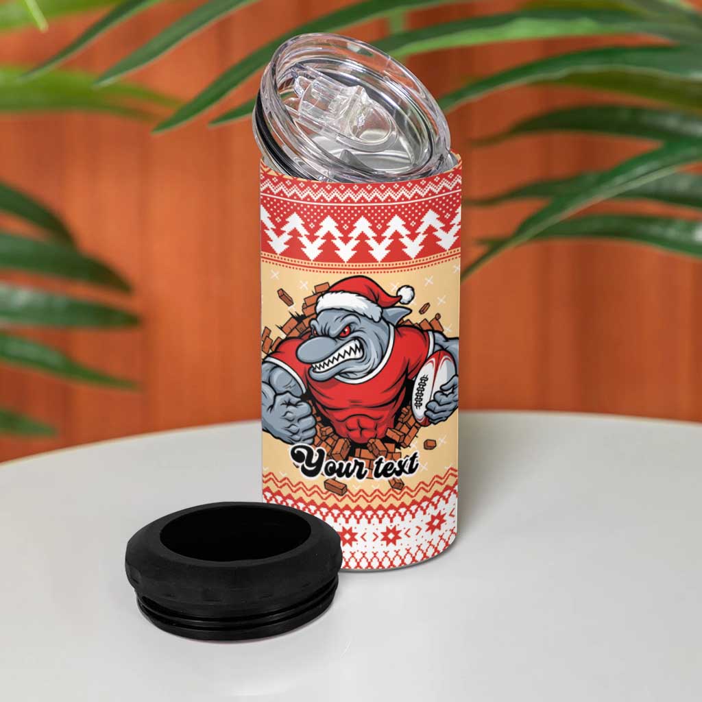 Redcliffe Strong Dolphins Personalised 4 in 1 Can Cooler Tumbler Christmas Rugby League Spirit - Aussie Hoodie