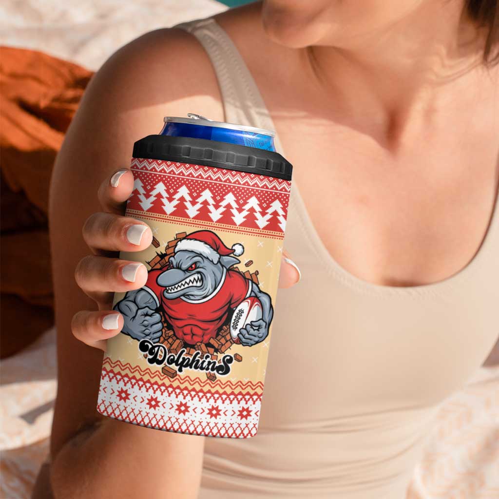Redcliffe Strong Dolphins Personalised 4 in 1 Can Cooler Tumbler Christmas Rugby League Spirit - Aussie Hoodie