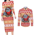Redcliffe Strong Dolphins Personalised Couples Matching Long Sleeve Bodycon Dress and Long Sleeve Button Shirt Christmas Rugby League Spirit - Aussie Hoodie